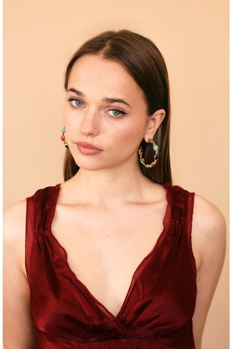 Bari Large Hoop Earrings, Alternate, color, GOLD/ MULTI