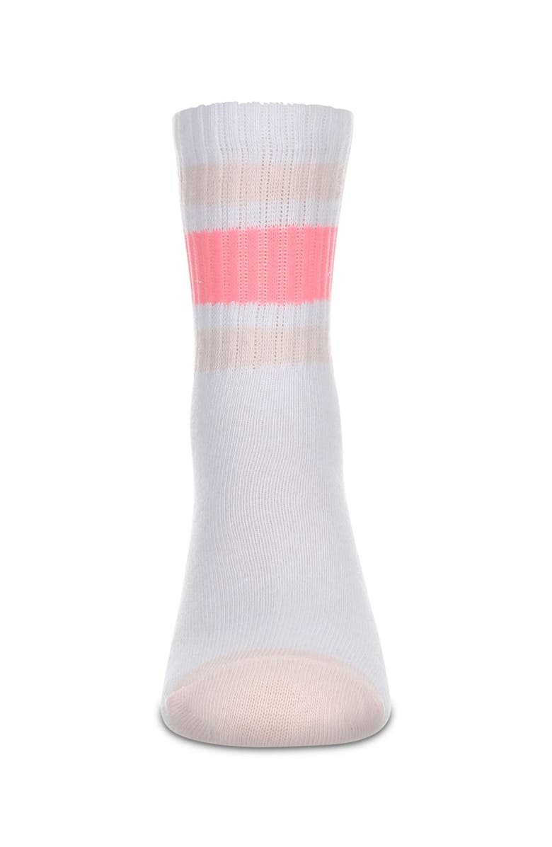 MeMoi Neon Stripe Crew Sock, Alternate, color, White-Neon Pink