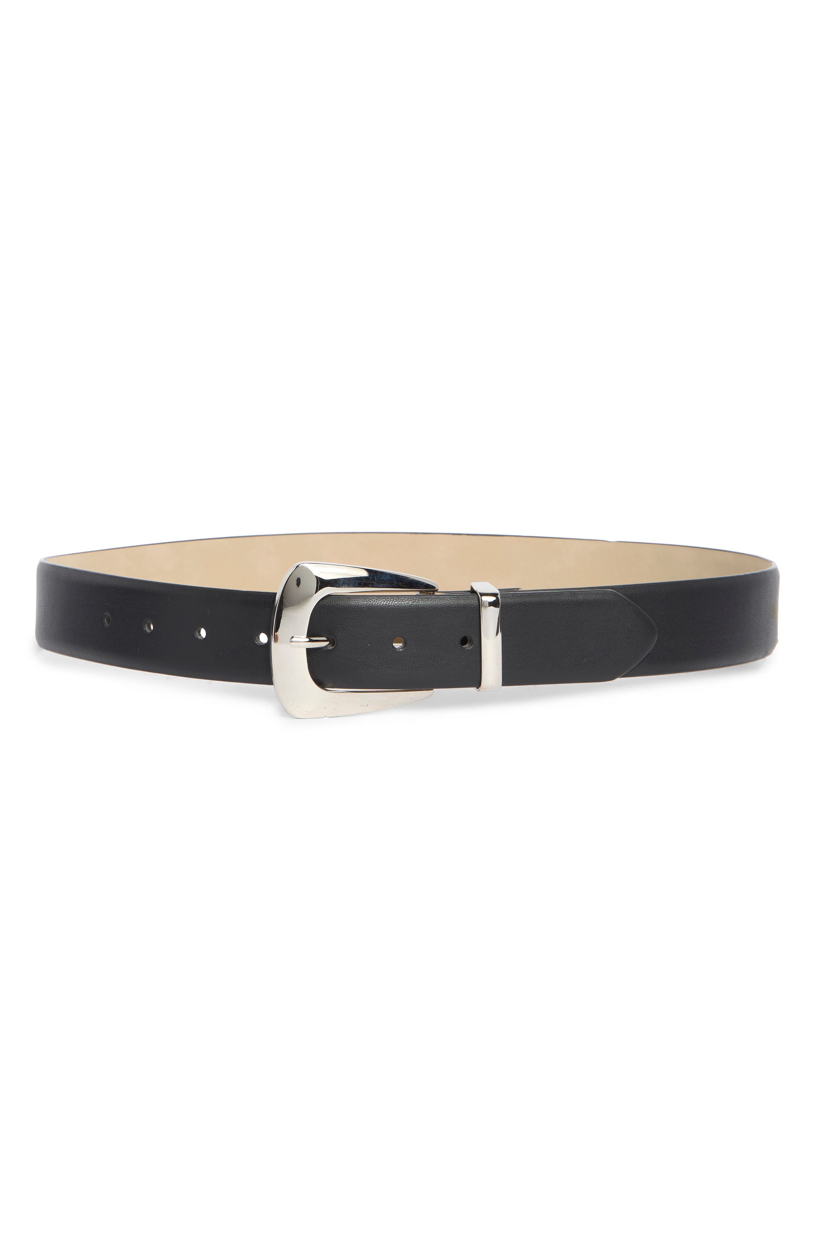 Vince Camuto Crest Buckle Faux Leather Belt