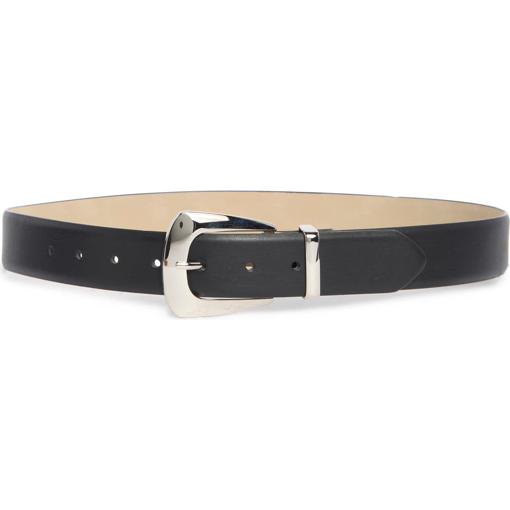Vince Camuto Crest Buckle Faux Leather Belt In Black
