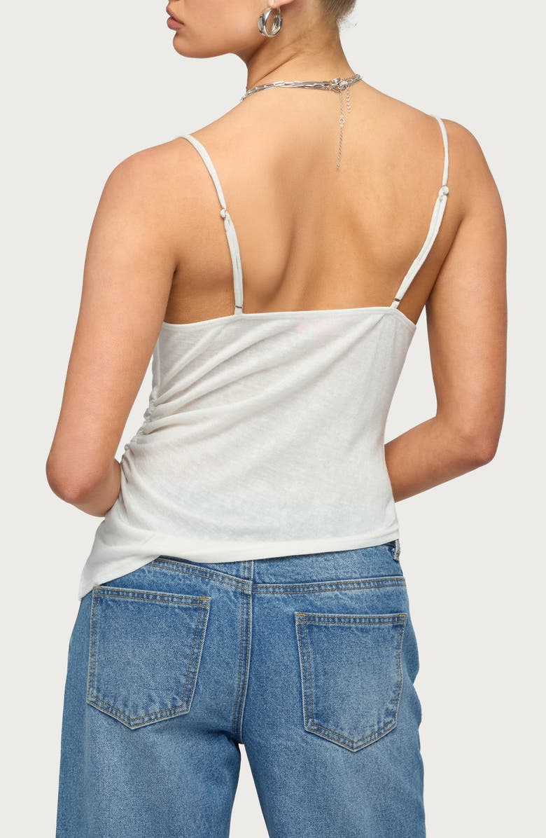 EDIKTED Asymmetric Cowl Neck Camisole, Alternate, color, White