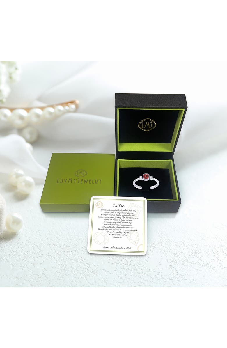 LuvMyJewelry Cushion Cut Garnet & Diamond Birthstone Ring in 14K Gold, Alternate, color, 