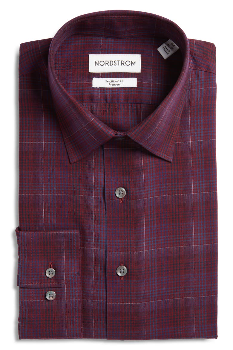 Regular Fit Flannel Button Down Shirt, Alternate, color, BURGUNDY ROSSO FLANNEL