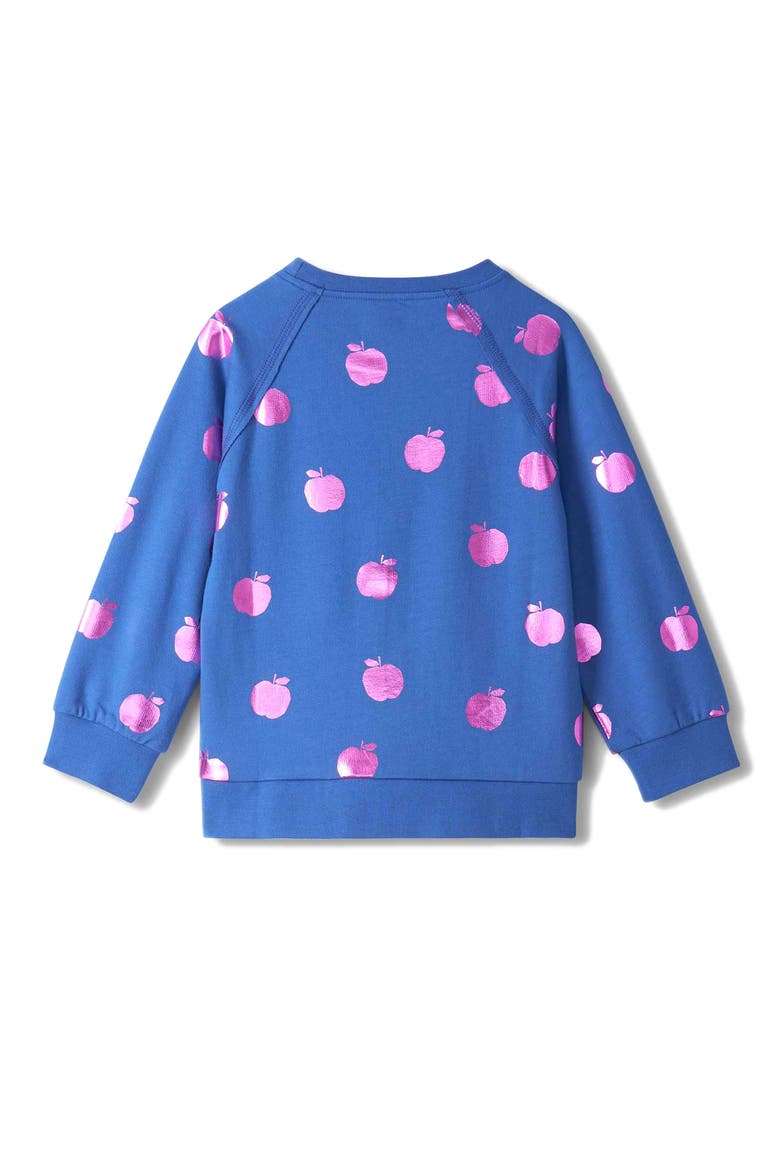 Kids' Foil Apples Raw Edge Pullover, Alternate, color, BRIGHT COBALT
