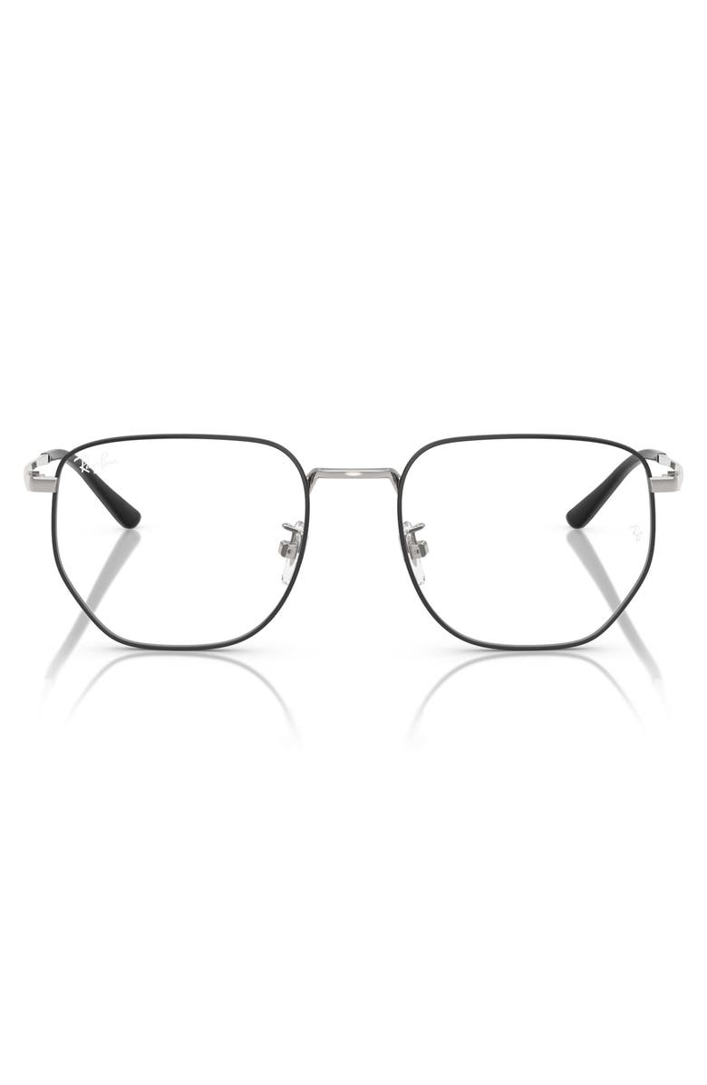 Ray-Ban 53mm Square Optical Glasses, Main, color, Black Silver