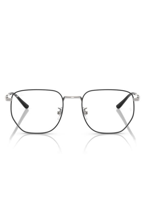 Ray Ban Ray-ban 53mm Square Optical Glasses In Black Silver