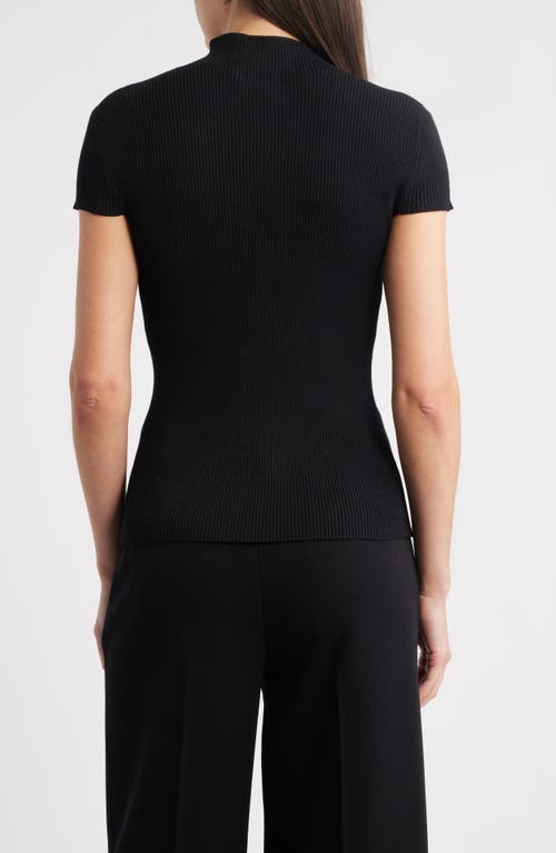 Elie Tahari The Ramona Rib Mock Neck Top In Black