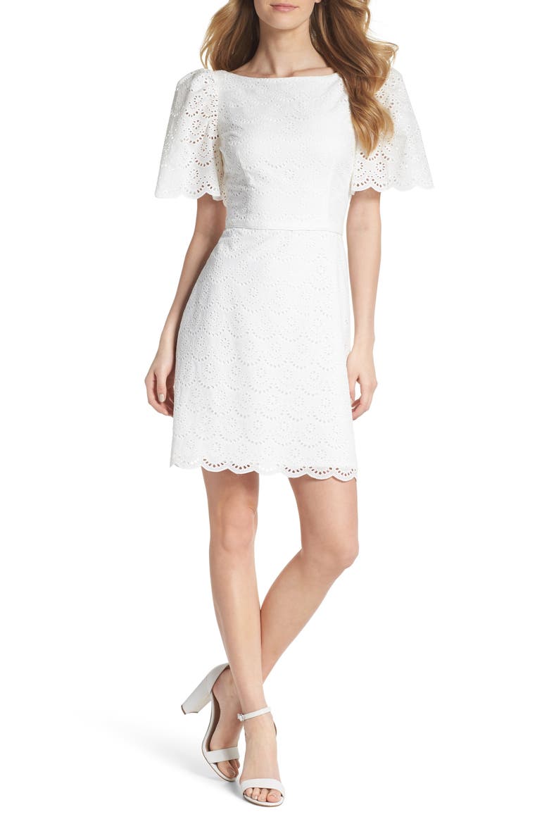 Blythe Scallop Eyelet Dress (Nordstrom Exclusive), Main, color, CLOUD