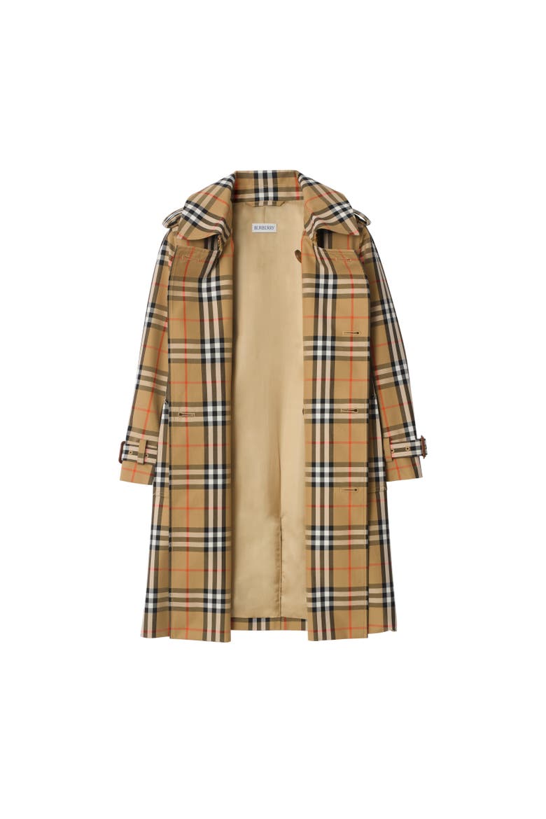 Check Cotton Twill Trench Coat, Alternate, color, Sand beige