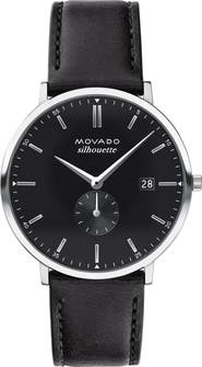 Movado Heritage Leather Strap Watch, 40mm