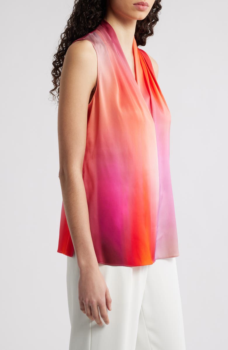 KOBI HALPERIN Pleated Sleeveless Stretch Silk Top, Alternate, color, Poppy Multi