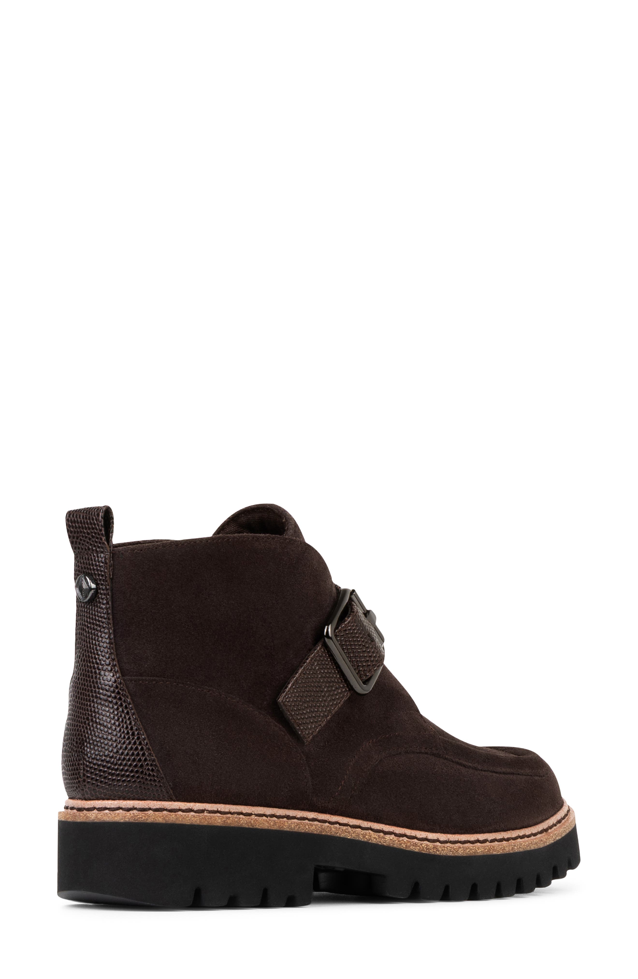 Halina Leather Monk Strap Bootie, Alternate, color, DARK BROWN