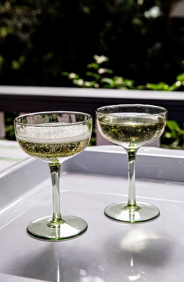 Juliska Puro Set of 2 Cocktail Coupé Glasses, Alternate, color, Basil