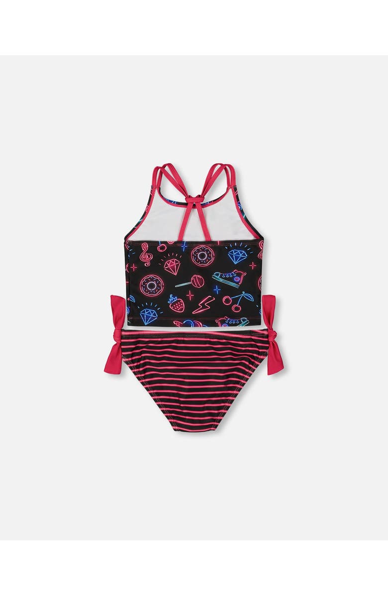 Deux par Deux Little Girl's Printed Two-Piece Swimsuit Black And Blue And Pink Items, Alternate, color, Black And Blue And Pink Items