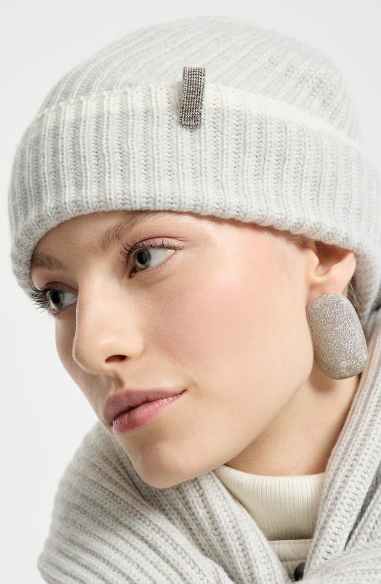 Brunello Cucinelli Knit beanie, Alternate, color, Light Grey