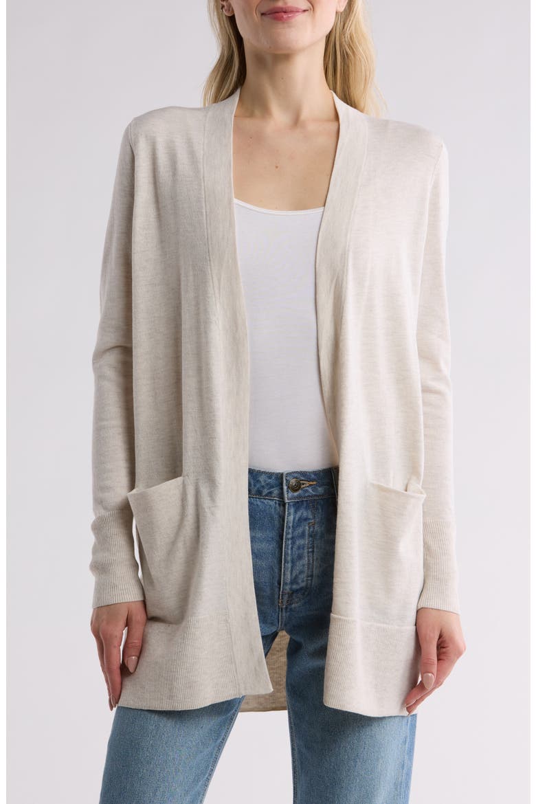 Open Front Cardigan, Main, color, BEIGE OATMEAL LIGHT HEATHER