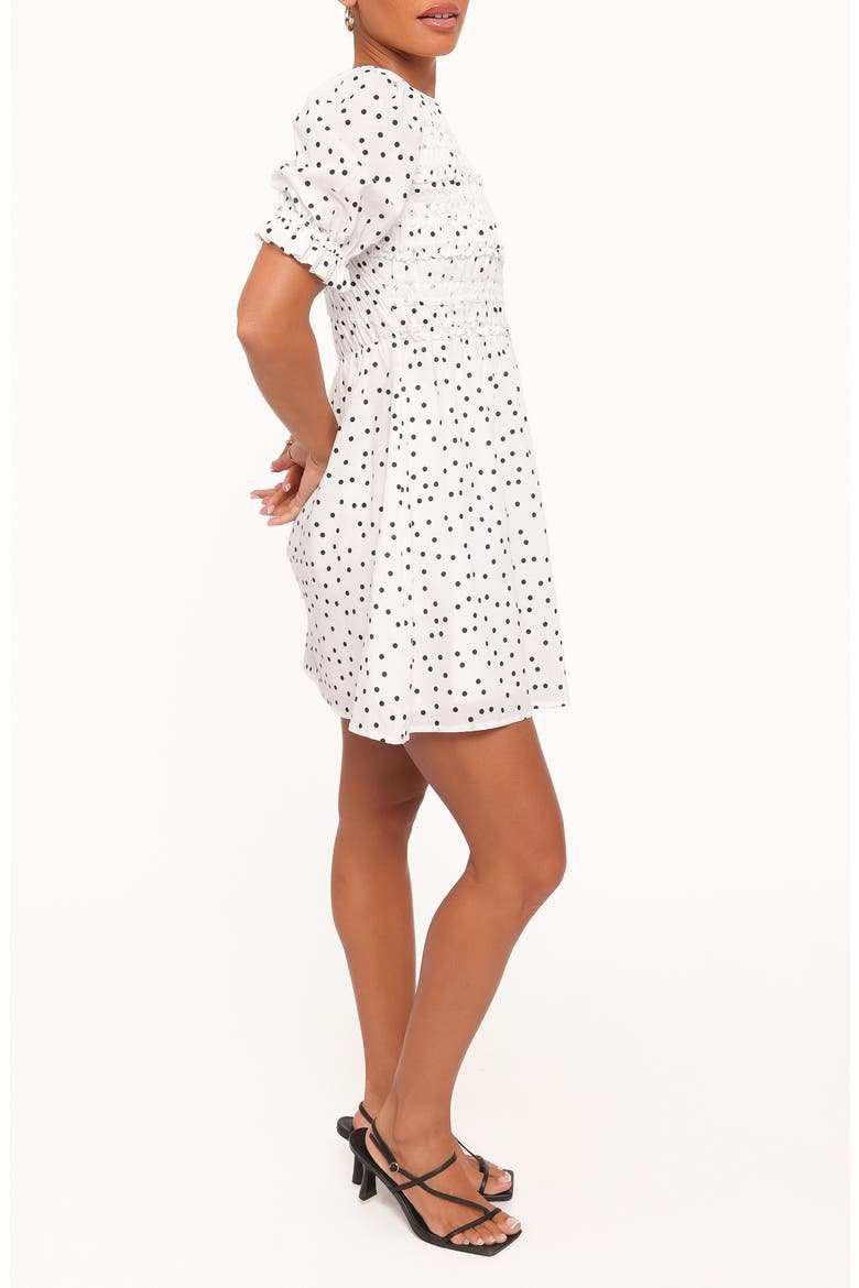 Jaclyn Smocked Minidress, Alternate, color, WHITE POLKA DOT
