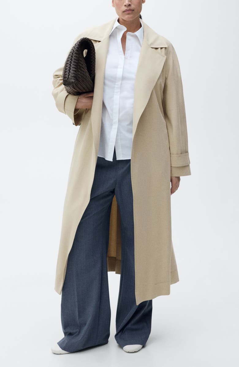 MANGO Taxi Trench Coat, Main, color, Light Pastel Grey
