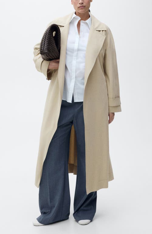 Mango Taxi Trench Coat In Light Pastel Grey