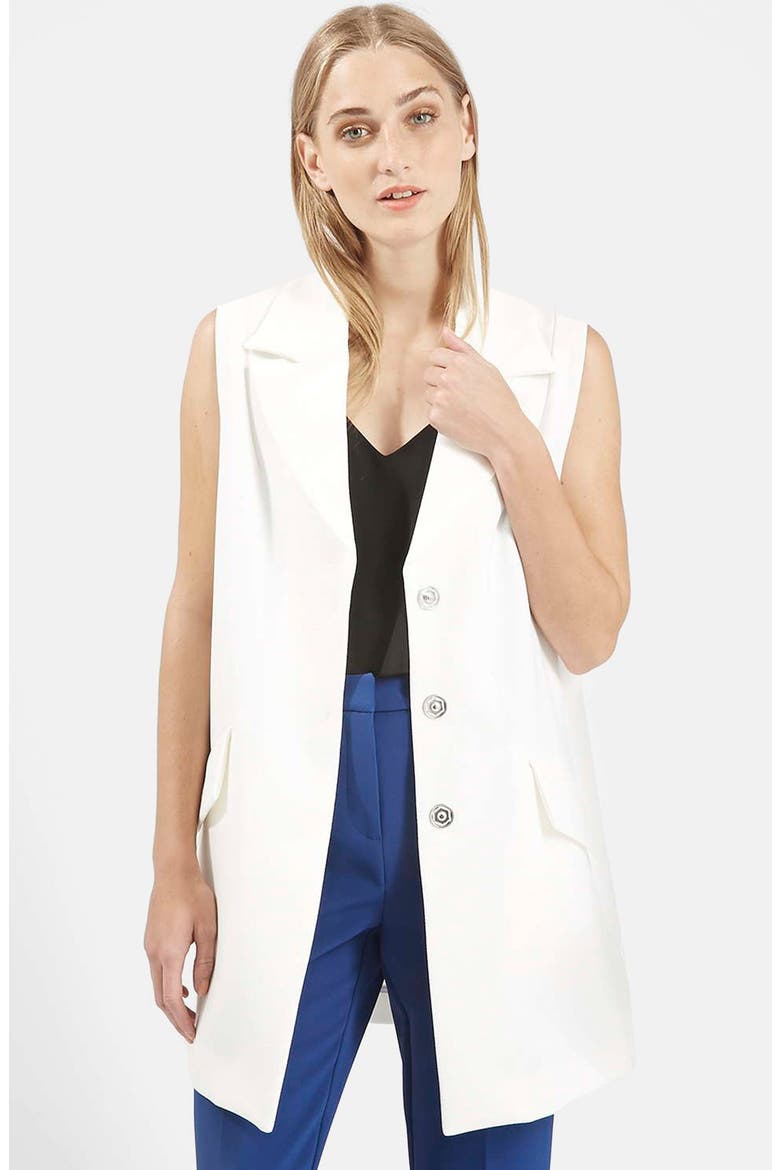 Swingy Crepe Vest, Main, color, WHITE