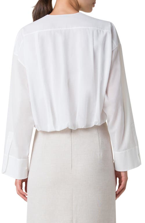 Akris Cotton Voile Crop Button-up Shirt In Pure White