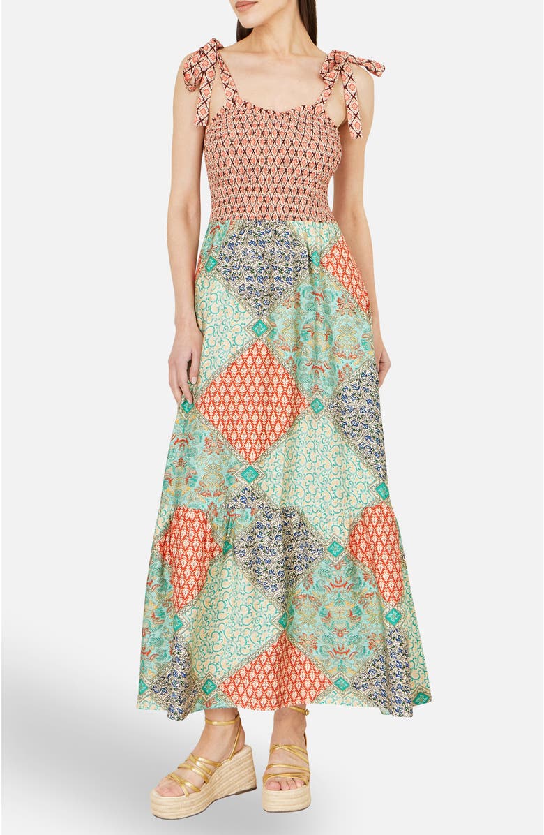 Yumi Viscose Patchwork Ruched Maxi dress, Alternate, color, Multi