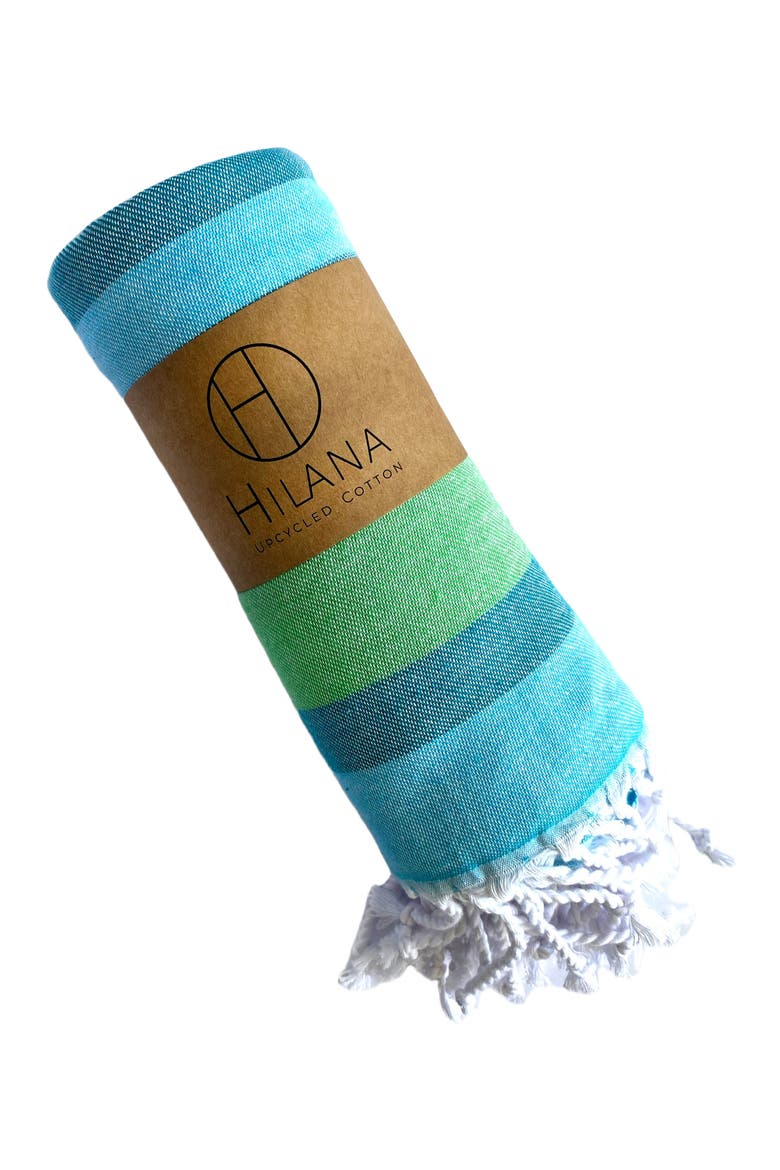 Samara Striped Sustainable Turkish Towel Green, Alternate, color, Green