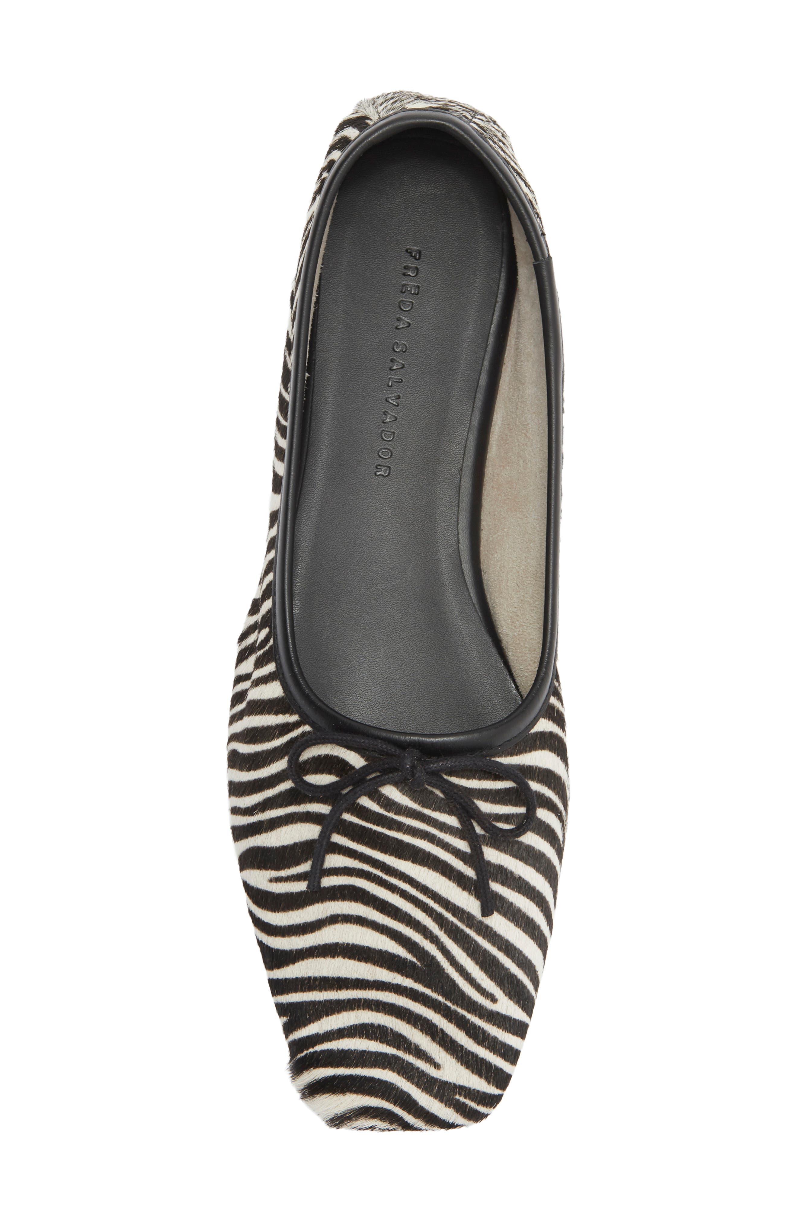 Woven Square Toe Genuine Calf Hair Ballet Flat, Alternate, color, ZEBRA HAIRCALF