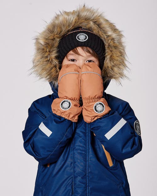 Deux Par Deux Boy Winter Mittens Play In Brown