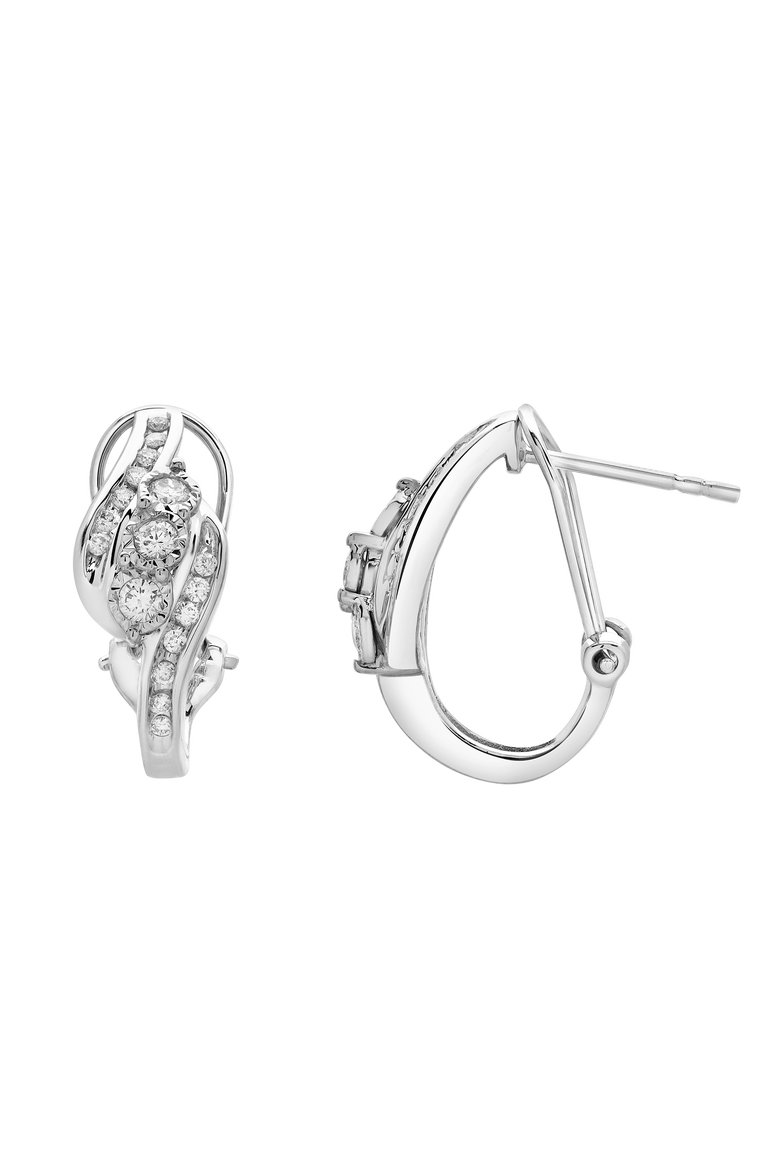 Peonelle Cluster Diamond Huggie Hoop Earrings in 14K Gold, Alternate, color, 14K White Gold