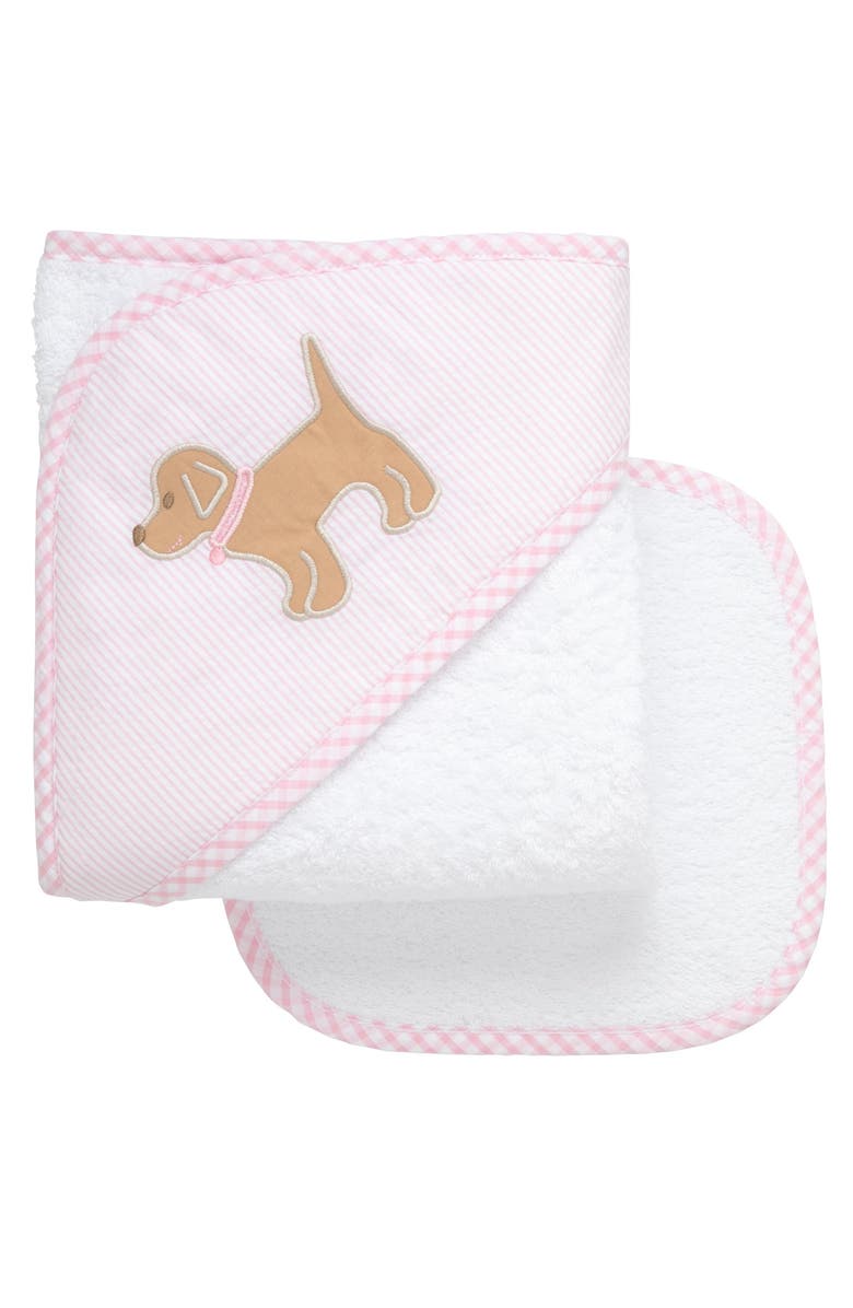 3 Marthas Playful Pals Hooded Towel & Washcloth Set, Main, color, Pink Puppy