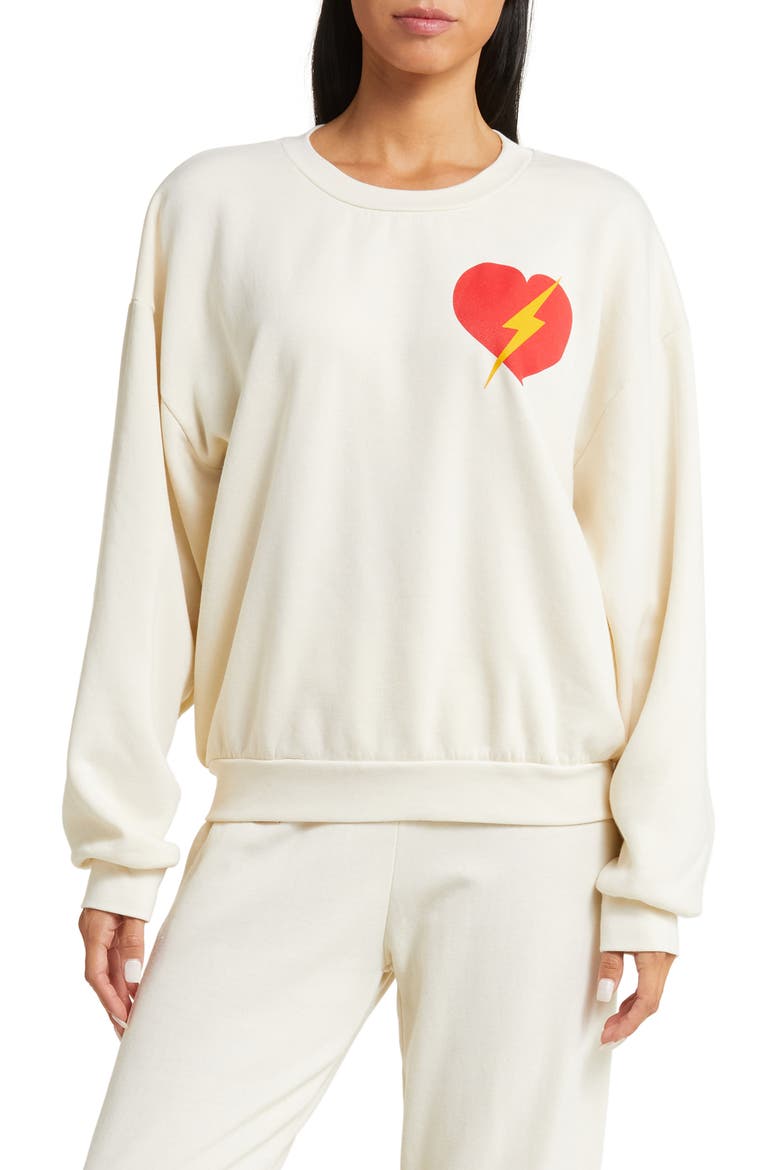 Bolt Heart Cotton Blend Sweatshirt, Main, color, VINTAGE WHITE