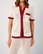 WeWoreWhat Oversized Crochet Button-up Shirt