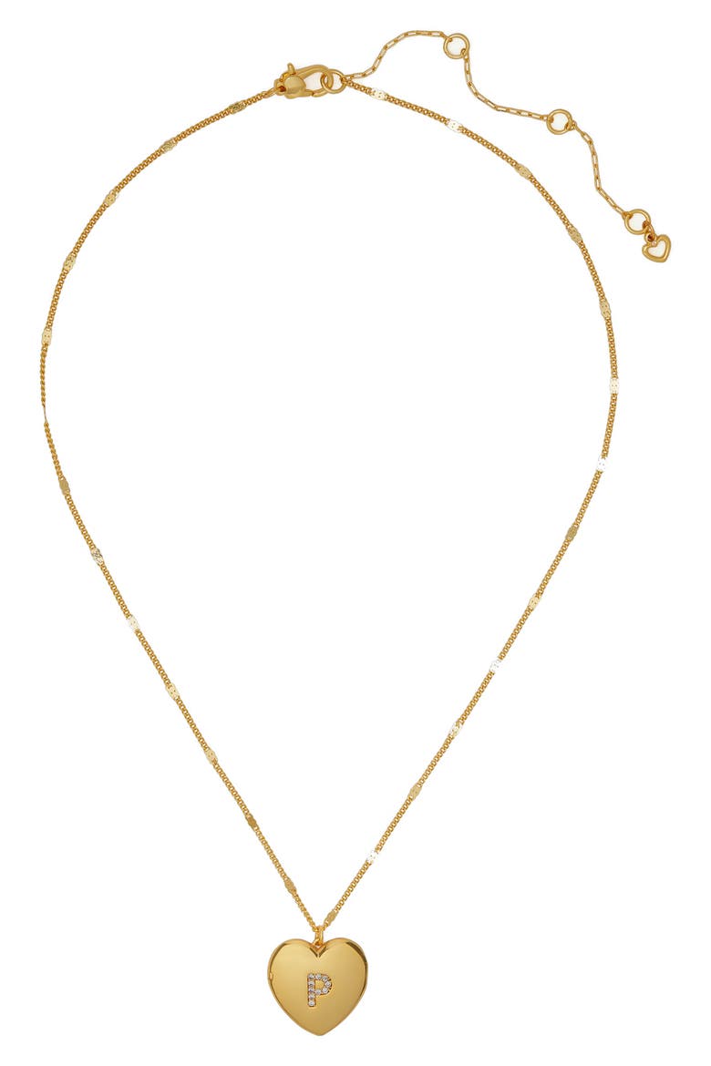 crystal initial heart locket necklace, Alternate, color, CLEAR/ GOLD.
