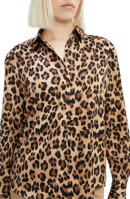 Bardot Classic Leopard Satin Button-up Shirt In Leopard
