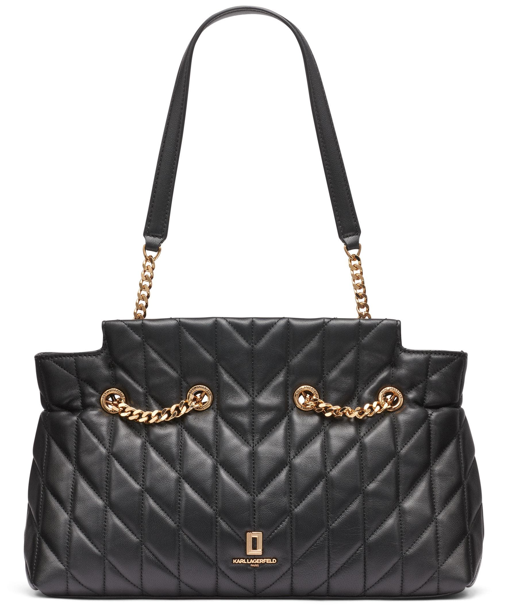 KARL LAGERFELD PARIS Lafayette Satchel, Main, color, Black/Gold