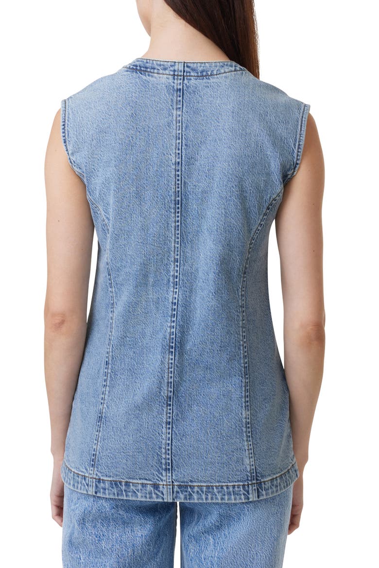 Longline Denim Vest, Alternate, color, PACIFIC