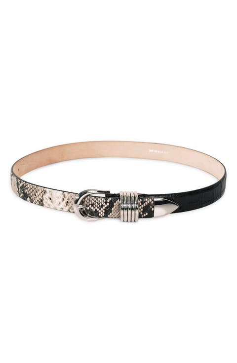 Hollyhock Two Tone Exotic Embossed Leather Belt