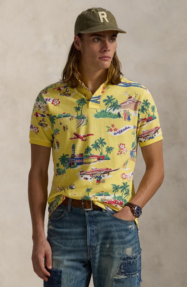 Polo Ralph Lauren Aloha Print Classic Fit Cotton Piqué Polo, Alternate, color, 