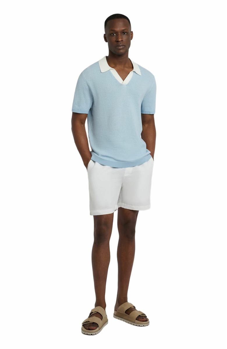 Onia Cotton Textured Johnny Collar Polo, Main, color, Pale Blue/Whte