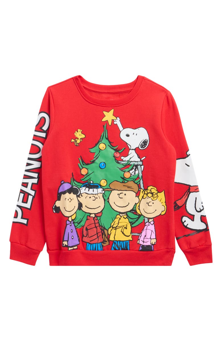 Freeze Kids' Peanuts Christmas Light Up Sweater, Main, color, Red