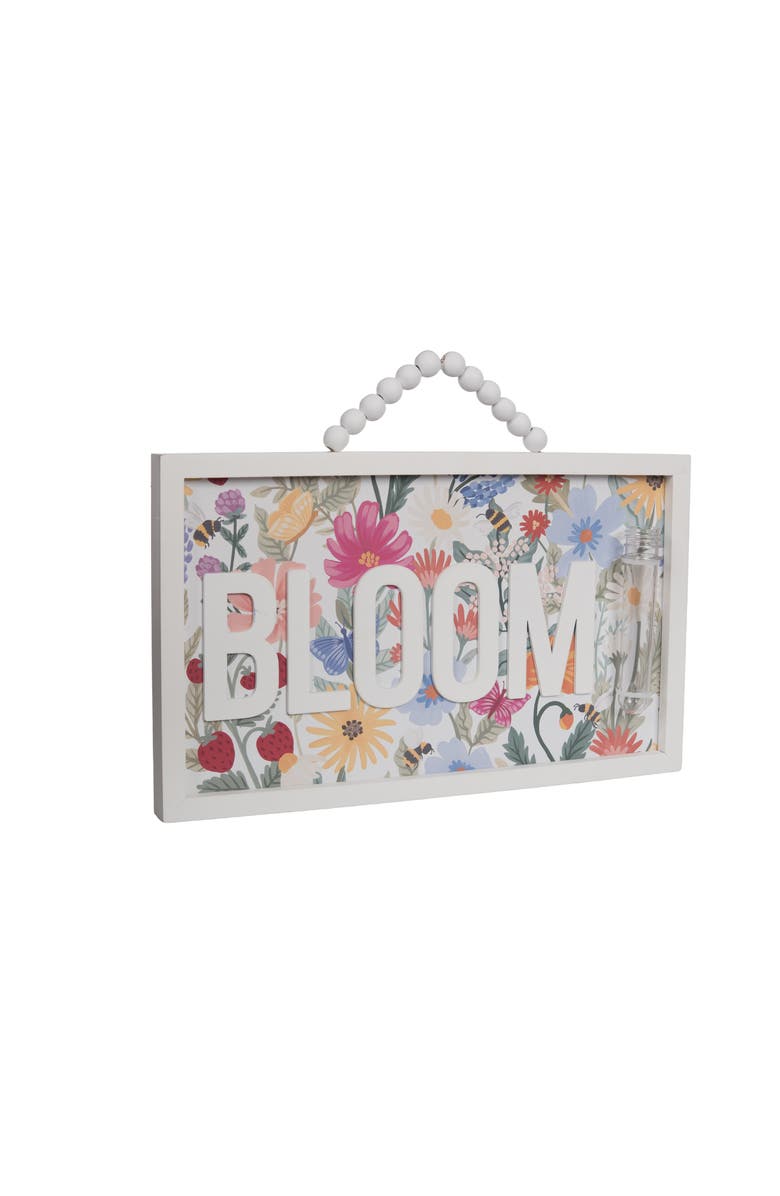 Transpac MDF Bloom Sign with Bud Vase Multicolored for Spring Wall and Entryway Decor, Alternate, color, Multicolored
