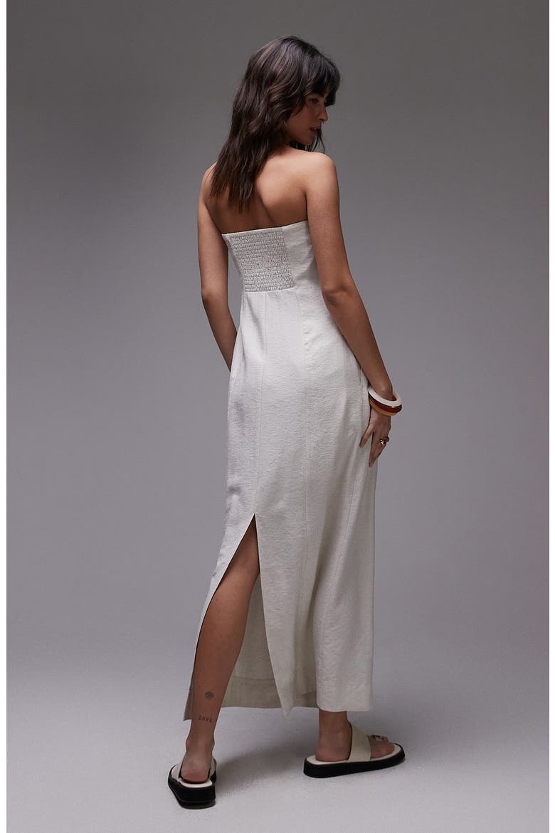 Strapless Linen Maxi Dress, Alternate, color, BEIGE