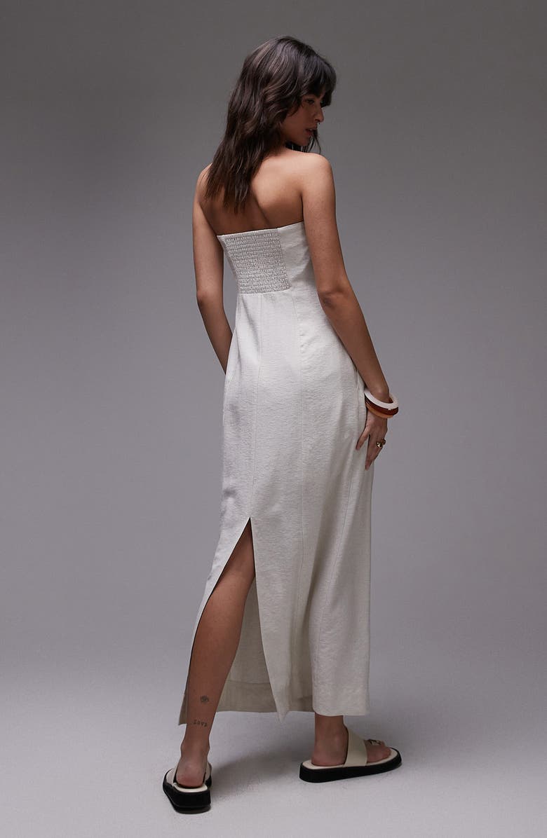 Topshop Strapless Linen Maxi Dress, Alternate, color,