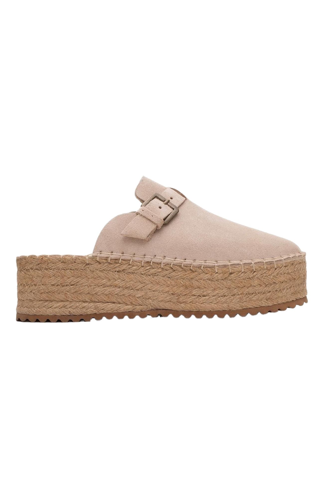 Novas Leather Platform Espadrille Mule, Alternate, color, Beige Suede Leather