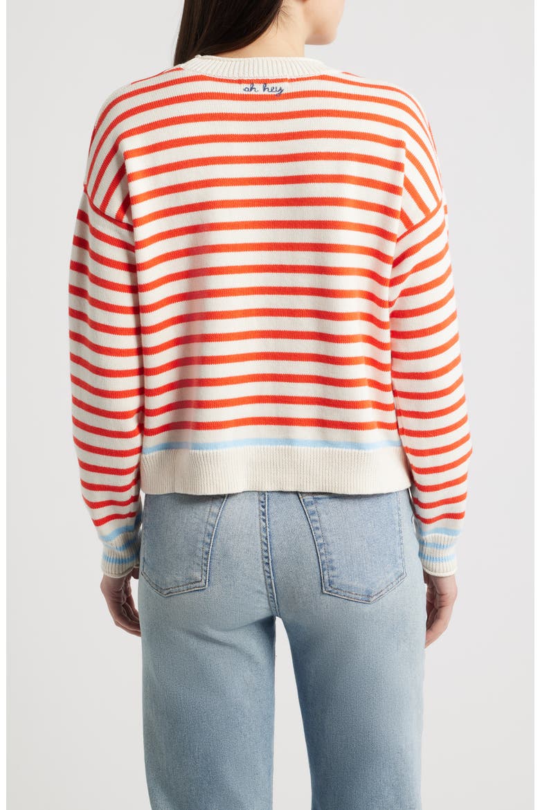 Suki Stripe Cotton Crewneck Sweater, Alternate, color, RED STRIPE