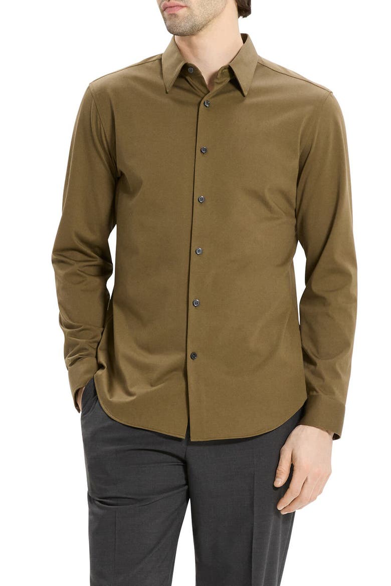 Sylvain ND Structure Knit Button-Up Shirt, Main, color, DUFFLE