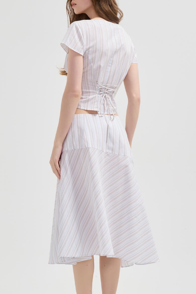 Lynn Flare Midi Skirt, Alternate, color, Coastal Stripe