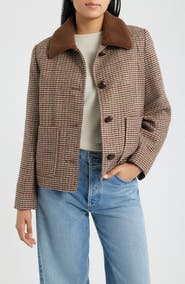 Sam Edelman Houndstooth Jacket with Faux Shearling Collar
