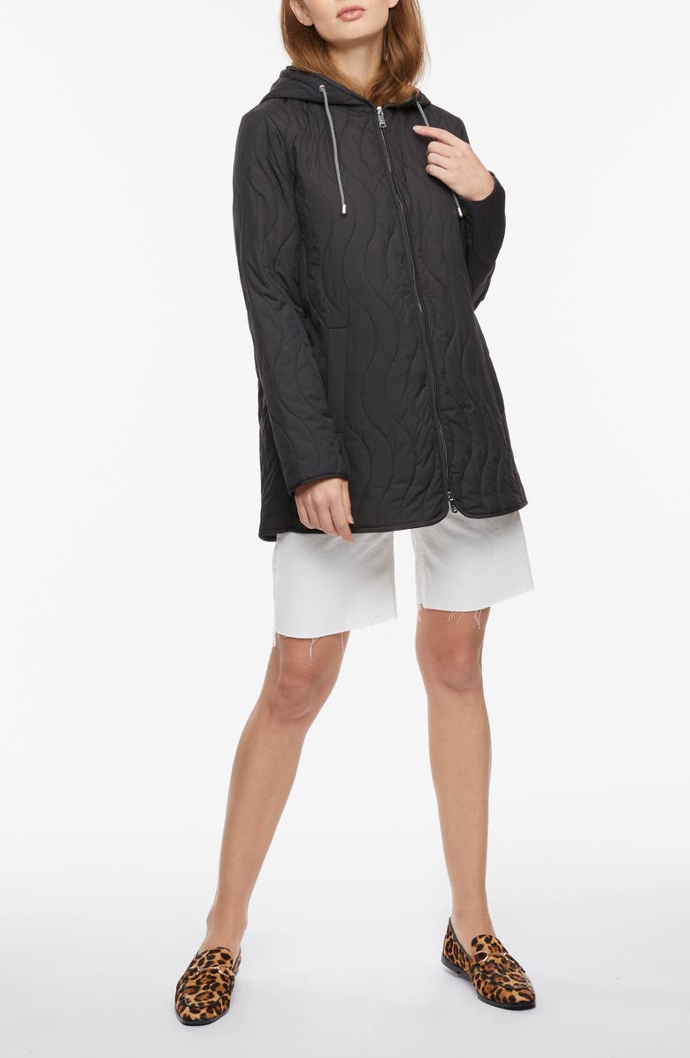 Bernardo Quilted Zip-Up Hooded Jacket, Alternate, color,